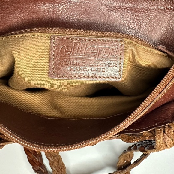 Vintage Ellepi Leather Woven Basket Braided Strap Shoulder Bag | Made in Italy - Picture 9 of 12